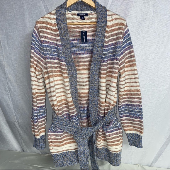 Lands' End Sweaters Nwt Lands End Striped Oversize Belted Cardigan